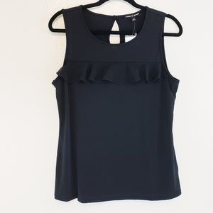 Cable & Gauge • Black Ruffled Illusion Blouse